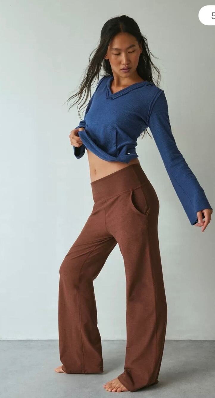 BEYOND YOGA Space Dye Laid Back Wide Leg Pants Size L Brown Buttery Soft